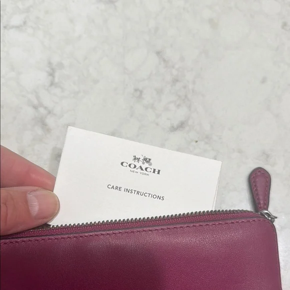 Coach Burgundy Wristlet with Pink Pac Man - Picture 4 of 7